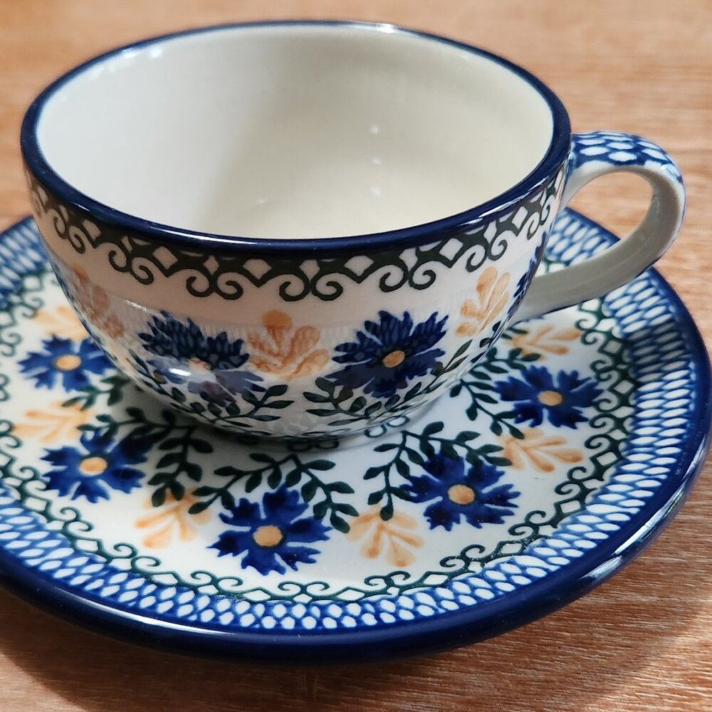 Polish Pottery cappuccino cup and saucer